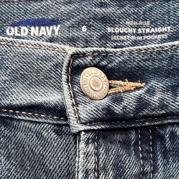 Old Navy high rise slouchy straight distressed jeans size 6 - Picture 10 of 14